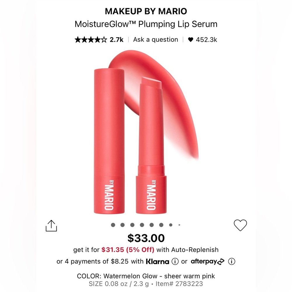 Makeup By Mario MOISTUREGLOW™ PLUMPING LIP SERUM - Watermelon glow